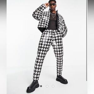 ASOS Black and White Houndstooth Sequin Pants